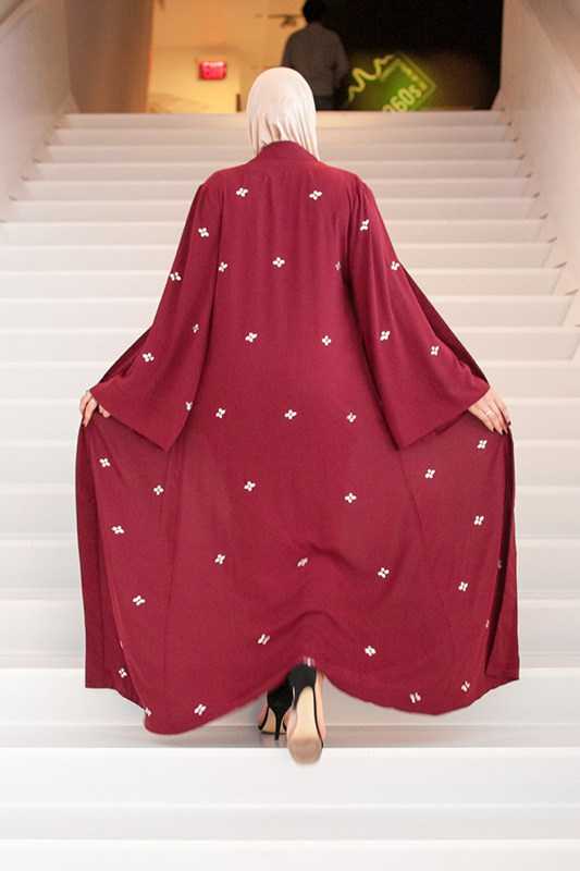 Crystal Luxe Abaya – Maroon