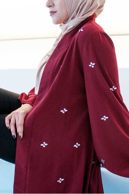 Crystal Luxe Abaya – Maroon