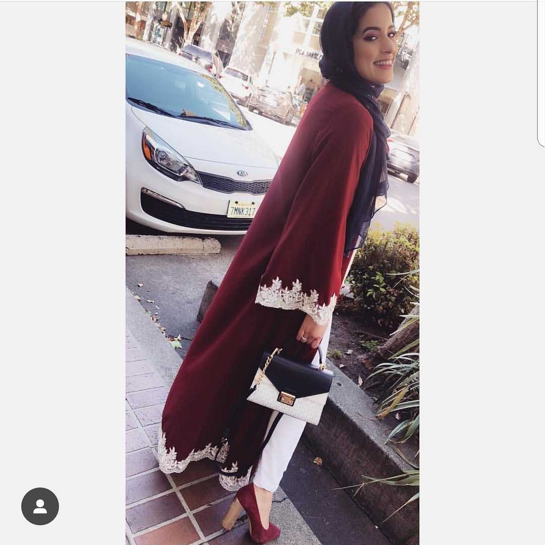 Lace Abaya – Maroon