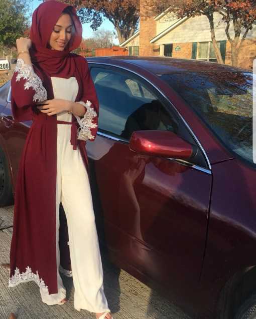 Lace Abaya – Maroon